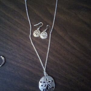 Sand dollar necklace and earrings